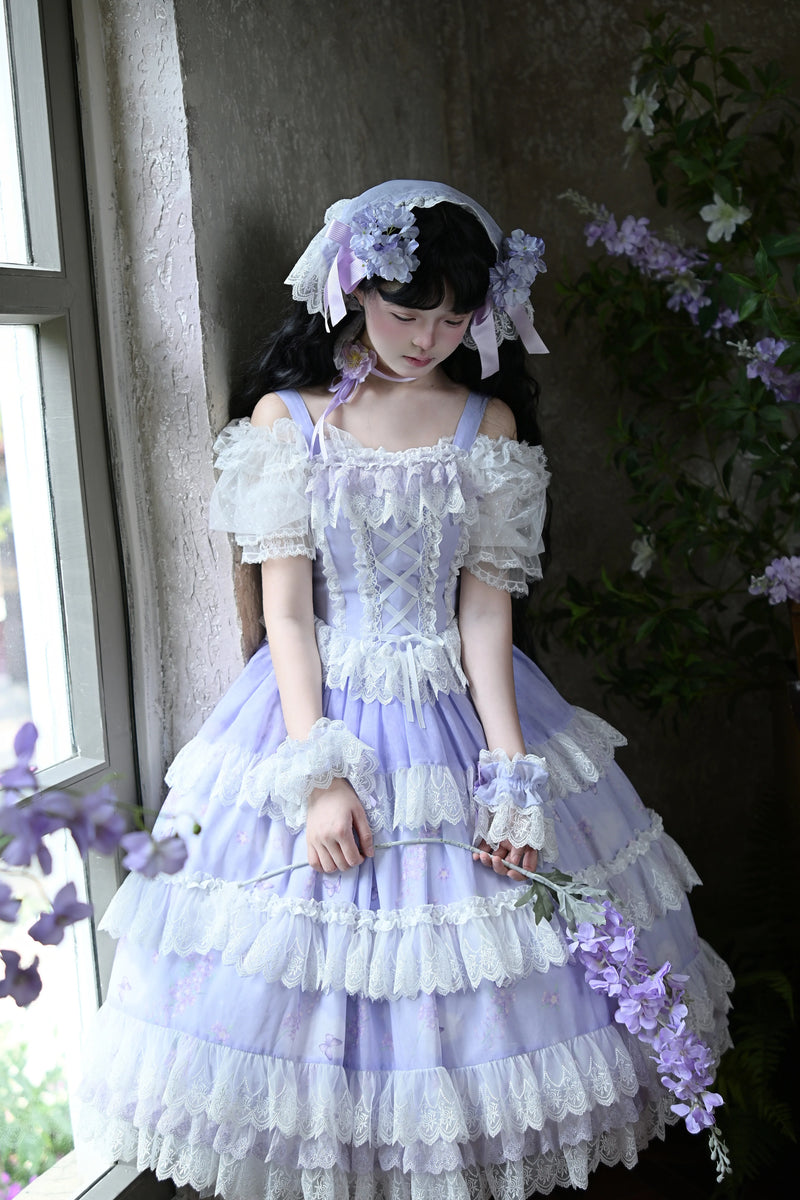 Jiujiu Original - Classical Lolita Lavender Coord - Tiered lace dress