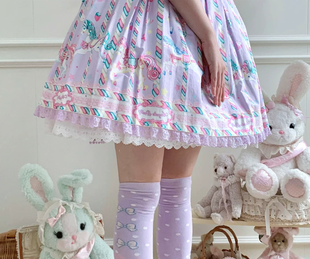 roji roji - Momo Bow Stripe - Cotton Over-the-Knee Socks with Bow Motifs