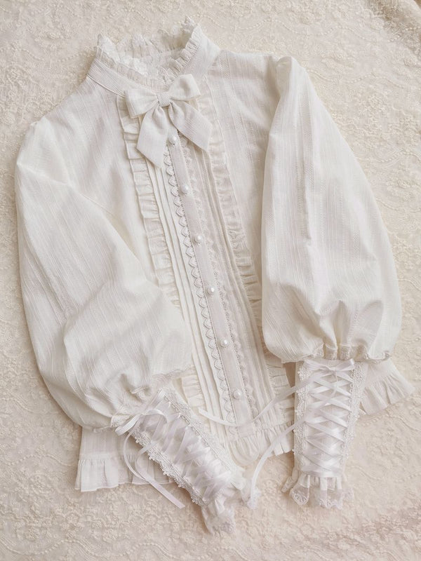 Yilia - Winter Mutton Sleeves Lace Flounce - Lolita Blouse Innerwear