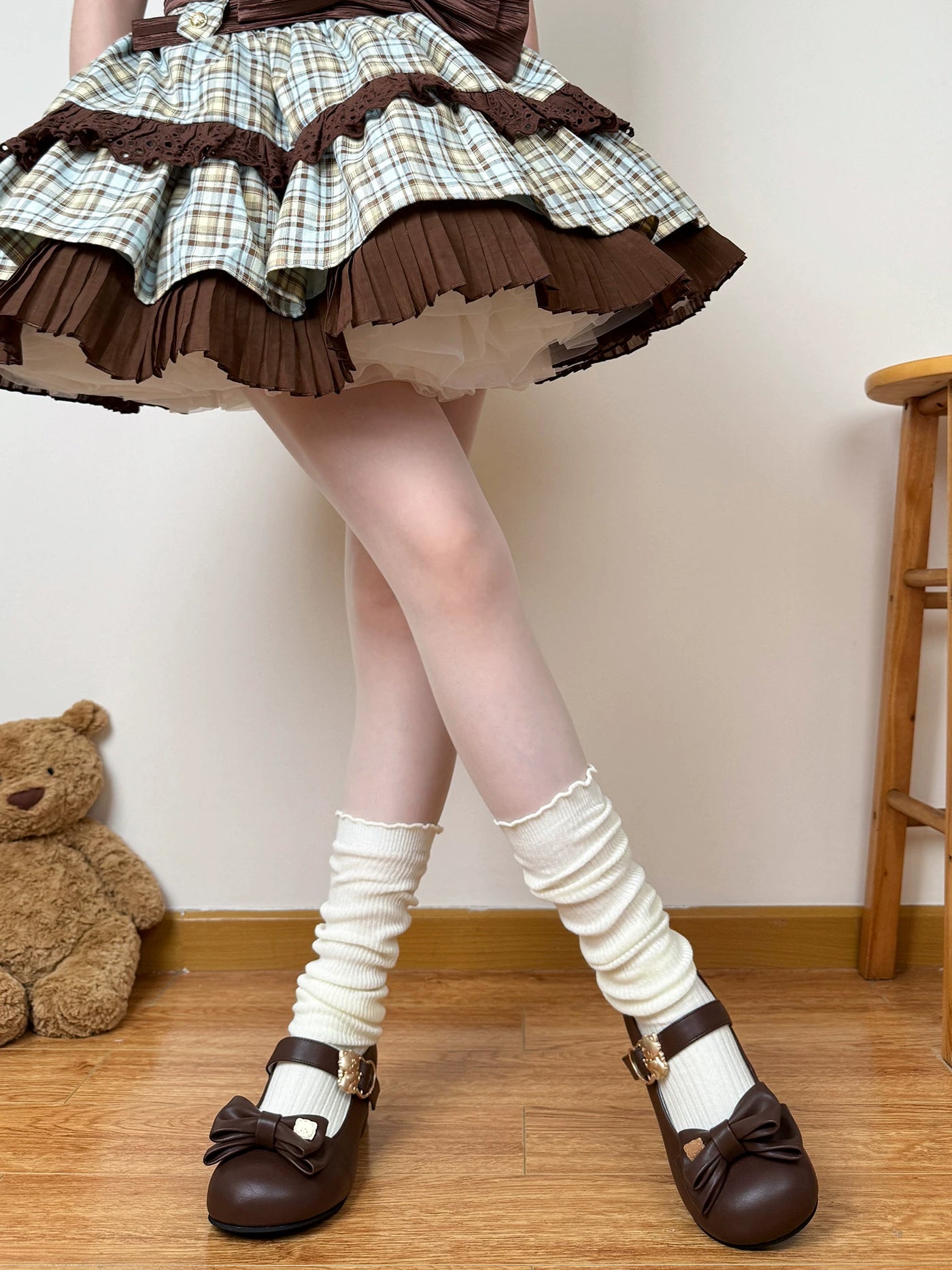 Chubby Bear Tales - Antique Doll - Thin Mid-Calf Socks with a Slouchy Ruched Shape