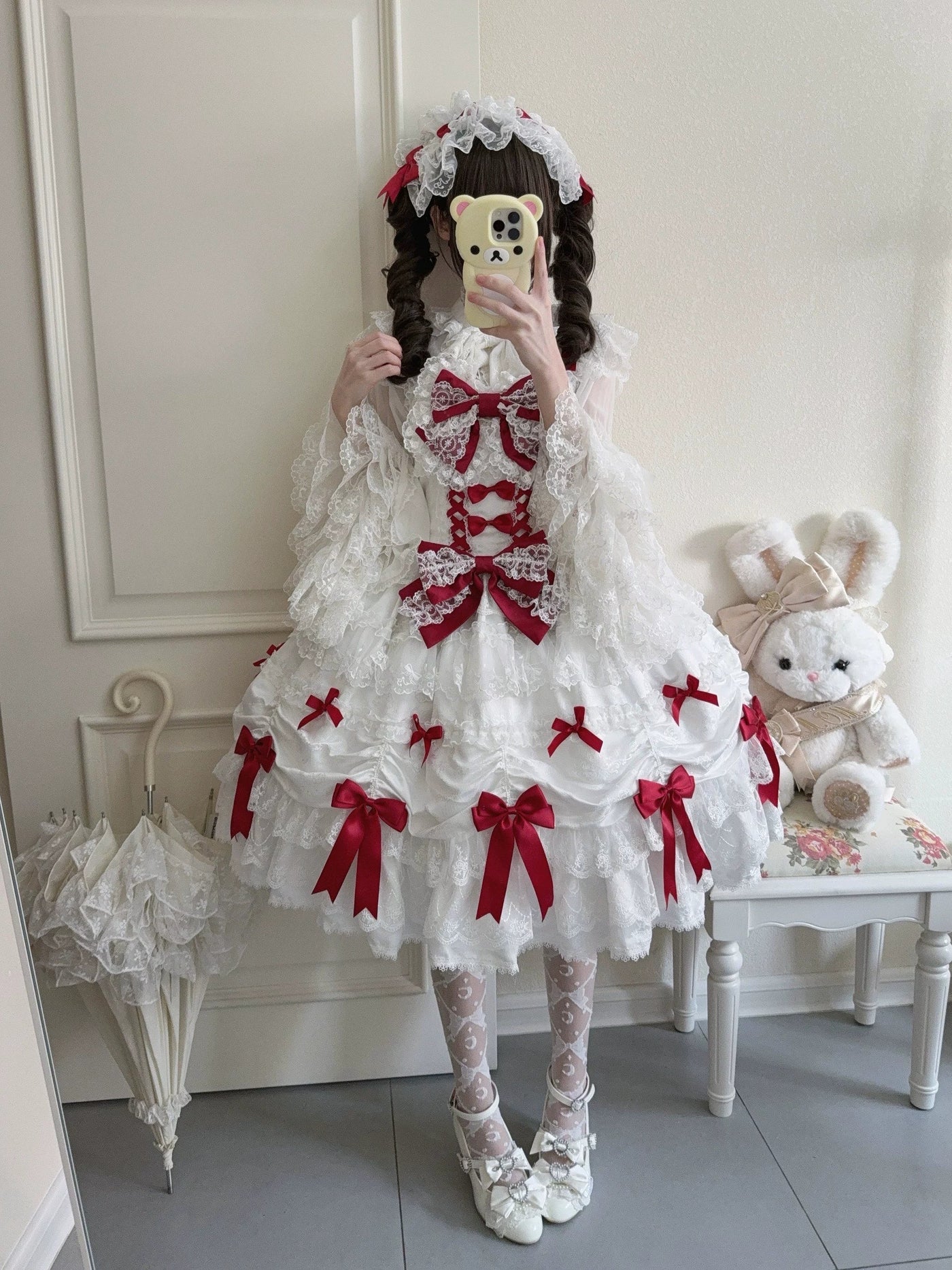 Sugar Girl - Satin Gift Box - Sweet Lolita JSK Dress, Bows and Layered Lace