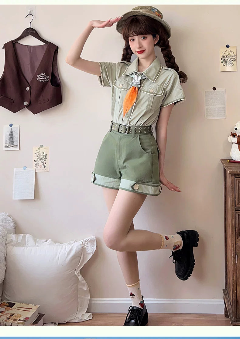 Baozi Pig - Rabbit Spring Outing - Shirt, Skirt or Pants Separates with Rabbit Details