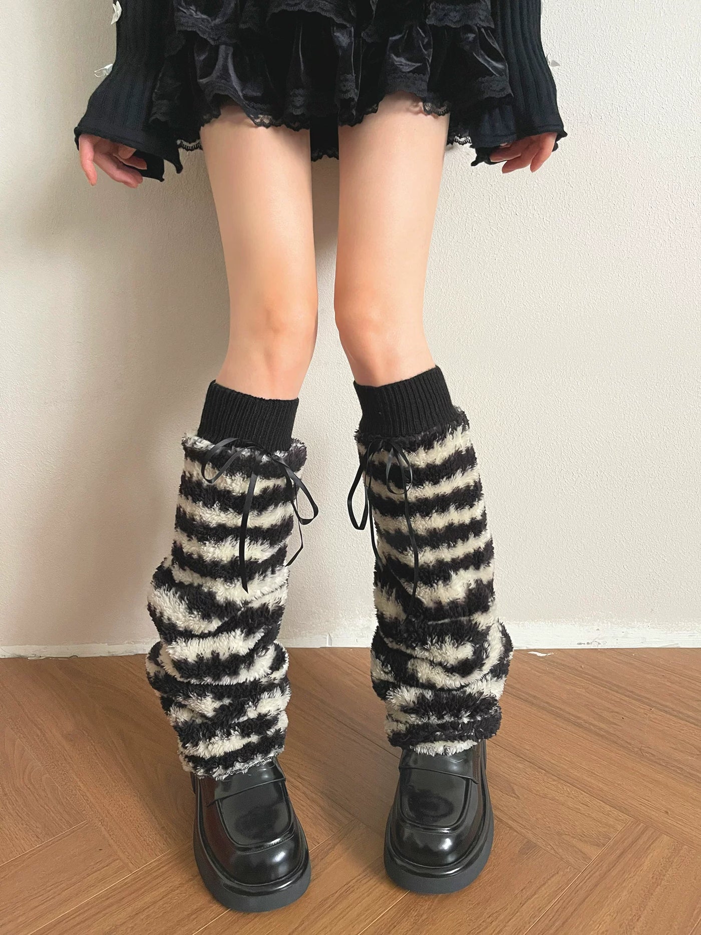 Sock Noble - Millennium Stripe - Striped Leg Warmers with Ribbon Ties