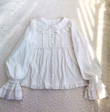 Yilia - Long Sleeve Lovely Lolita Cotton - Blouse Innerwear