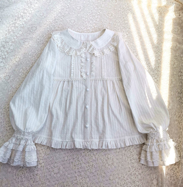 Yilia - Long Sleeve Lovely Lolita Cotton - Blouse Innerwear