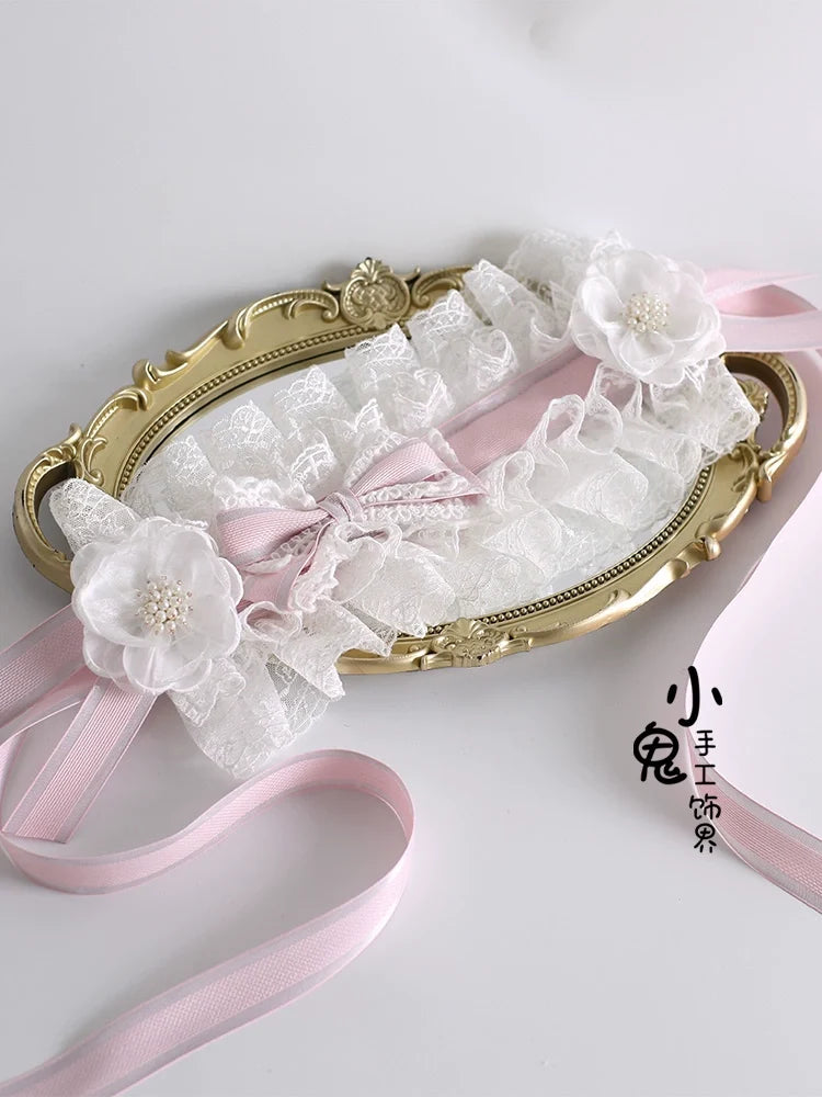 Xiaogui - Sweet Lolita Lace Headdress - Detachable Flower Headwear
