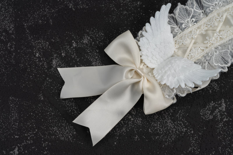 Strange Sugar - Gothic Lolita White Lace Angel - Wings Hairband Headwear