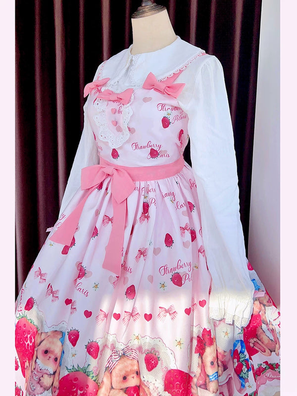 Yueele - Pink Ribbon - Plus-Size Lolita Outfit Set - front view