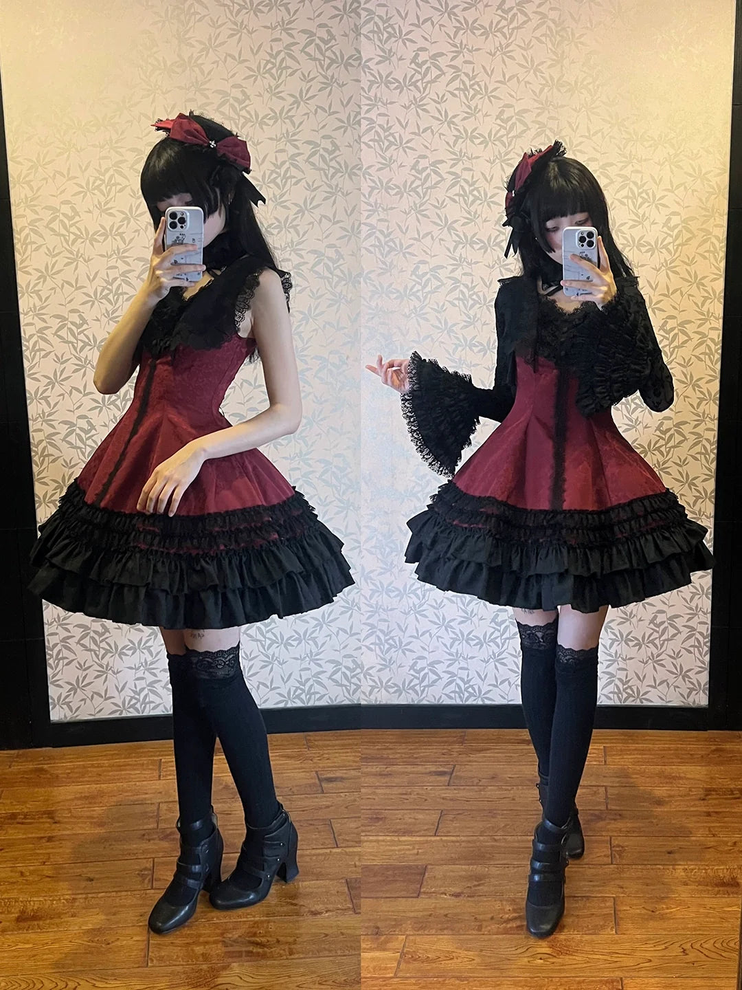 MILU ORIG - Six-Panel Gothic Lolita JSK Dress - Tiered Ruffles JSK Dress