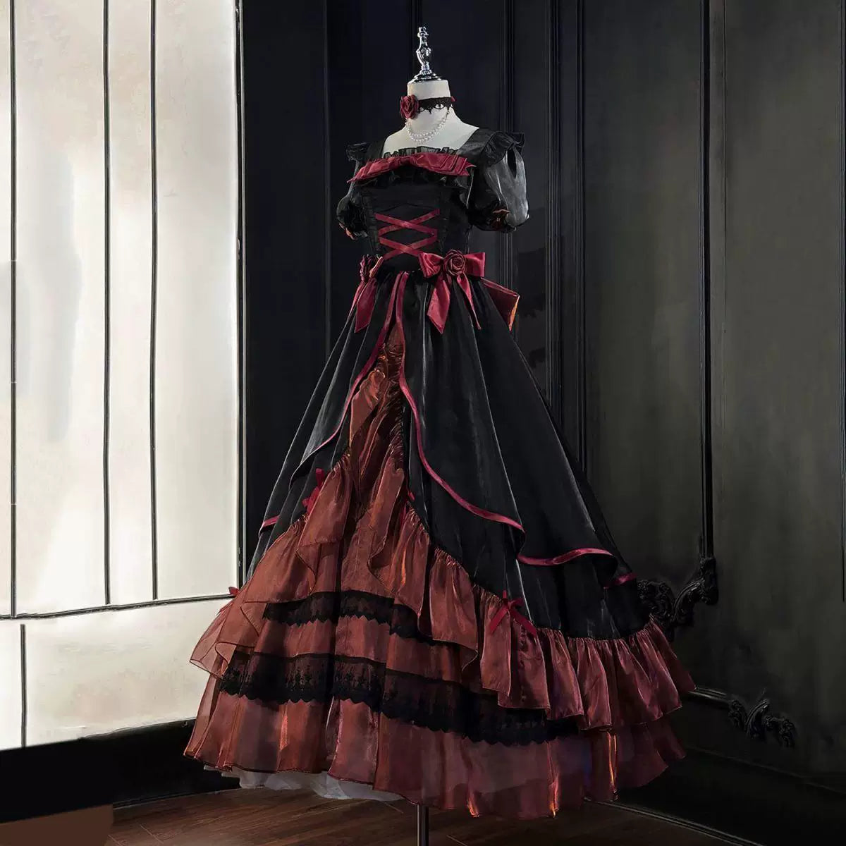 Sweetheart Dream Machine - Bridal Princess - Long Lolita Dress with Tiered Ruffles