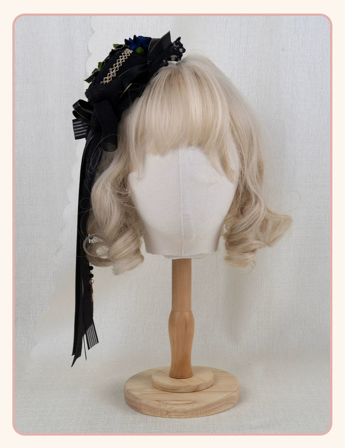Stardust Rose - Dark Gothic - Black-and-Gold Mini Hat Hair Accessory with Layered Bows