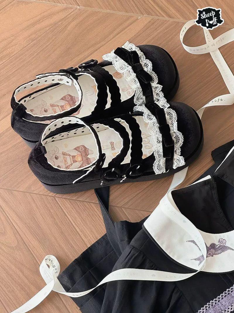 sheeppuff Tiramisu Velvet Platform Shoes