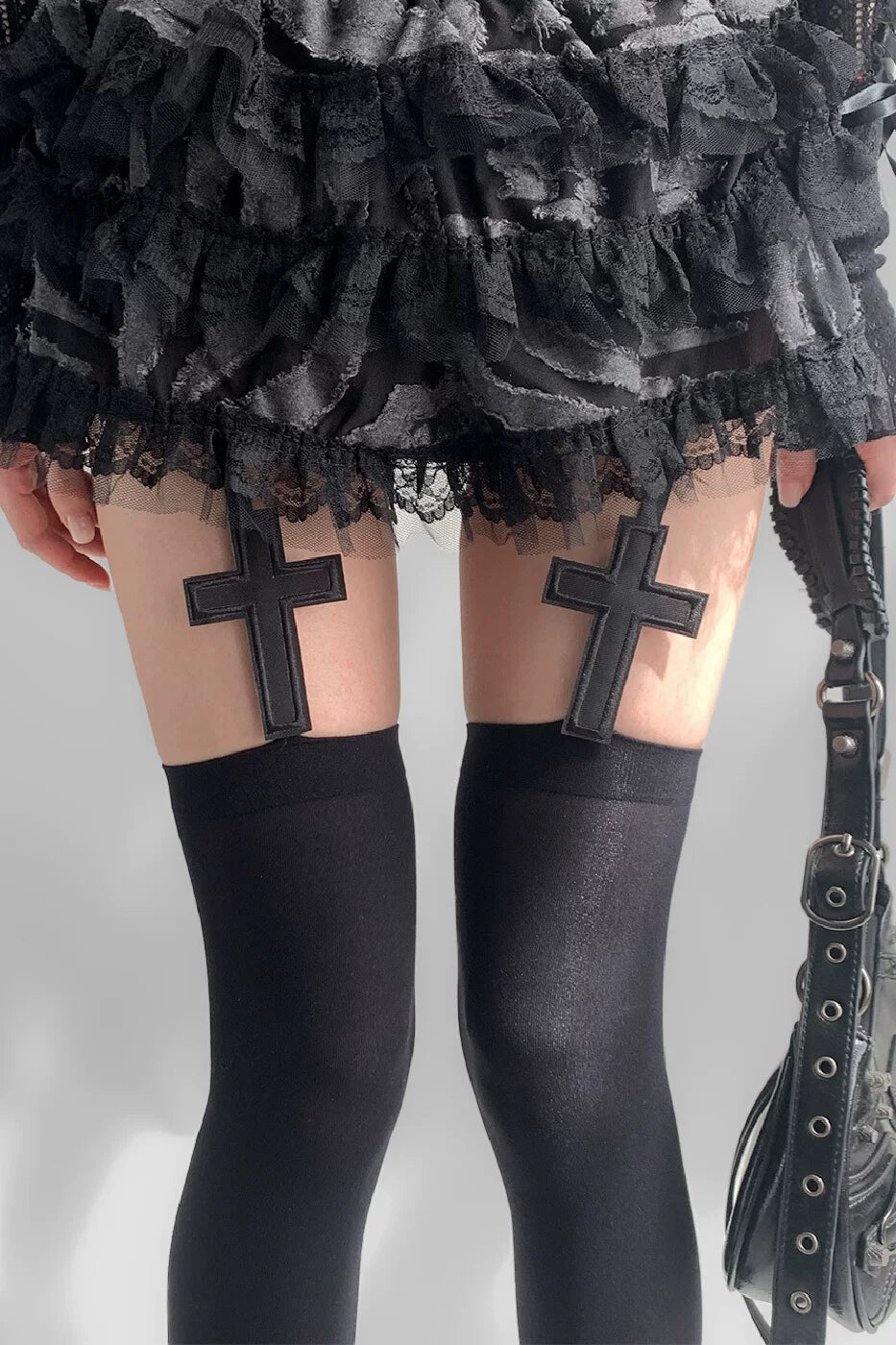 Fantasy Doll - Floral Openwork - Suspender-Style Lace Tights with Thigh Straps