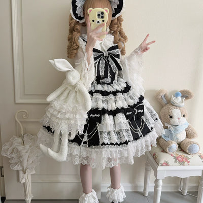 Lady Han Cross Heart Knot Sweet JSK Dress by Lolita Fetch, featuring a charming design with cross heart knot accents and elegant fabric.