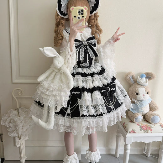 Lady Han Cross Heart Knot Sweet JSK Dress by Lolita Fetch, featuring a charming design with cross heart knot accents and elegant fabric.