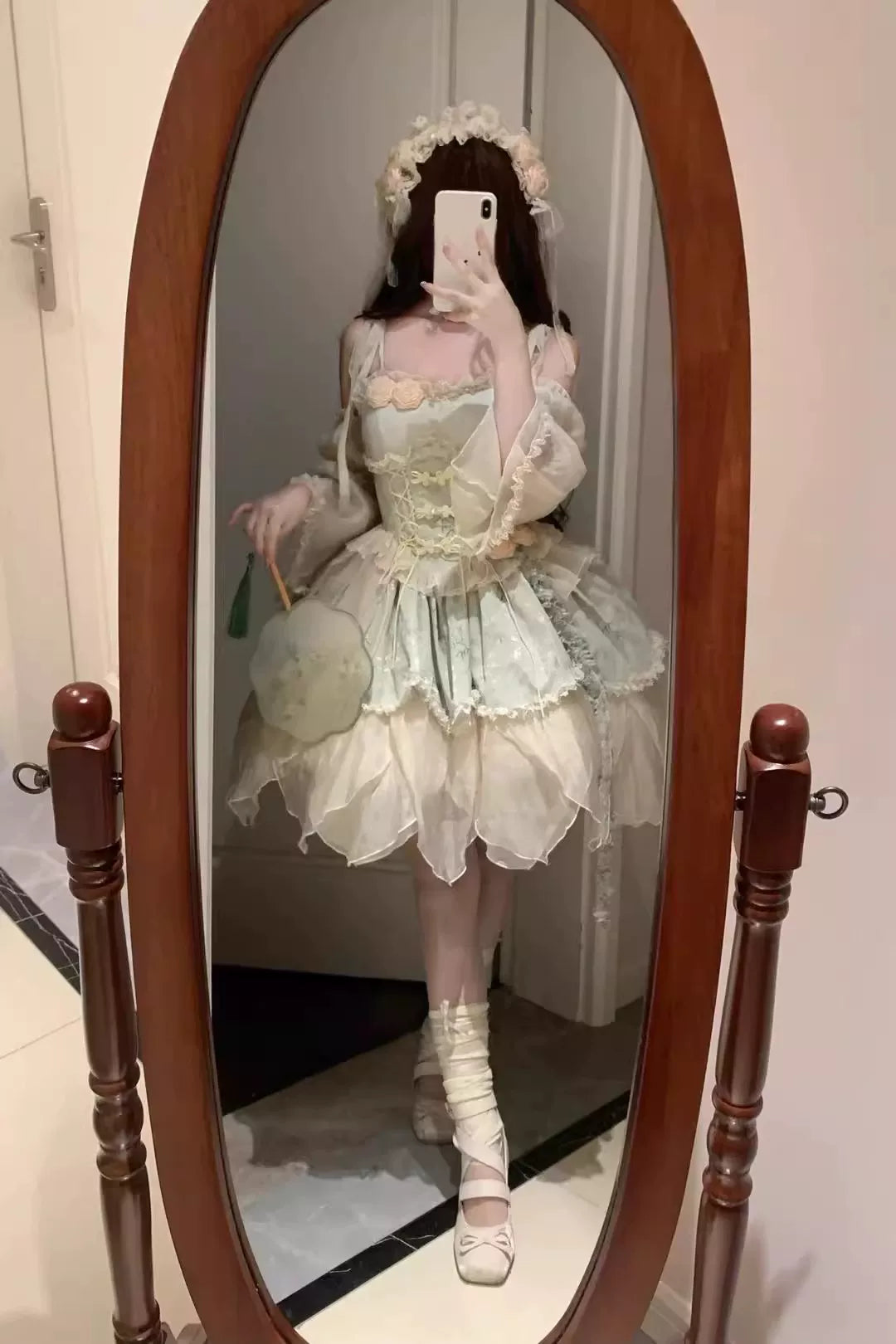 Creamy - Bamboo Print Sweet Lolita Dress - Green Lolita dress