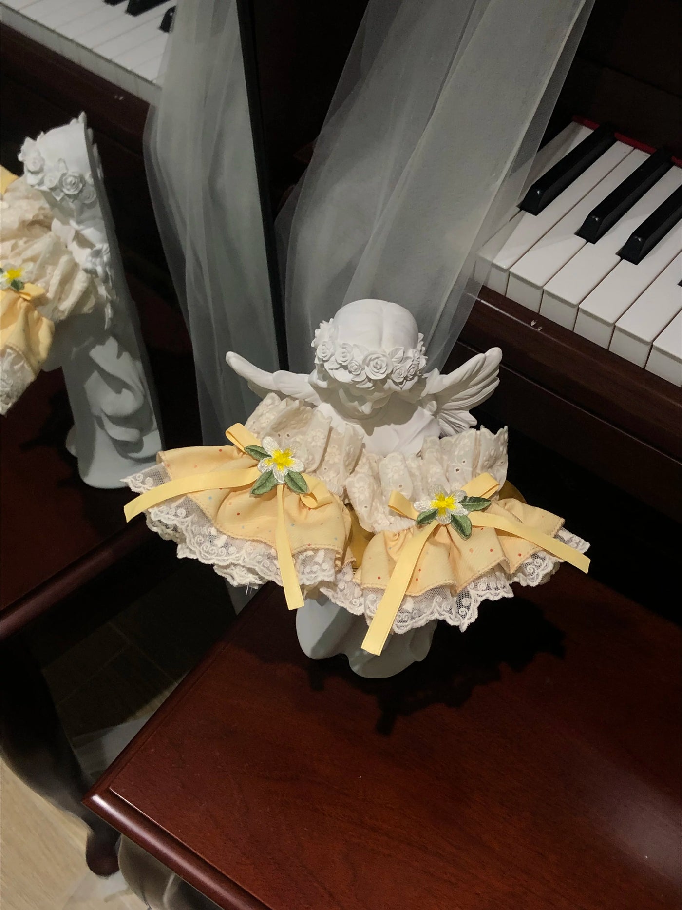 Fluffy Bunny Bubble Cake - Lemon Mille-Crepe - Yellow Side-Cut OP Dress with Lace Trim
