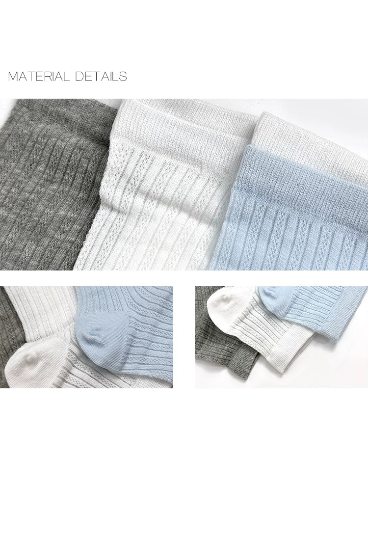 White Socks - Ballet Stripe - Sheer Stirrup Mid-Calf Socks with Vertical Stripes