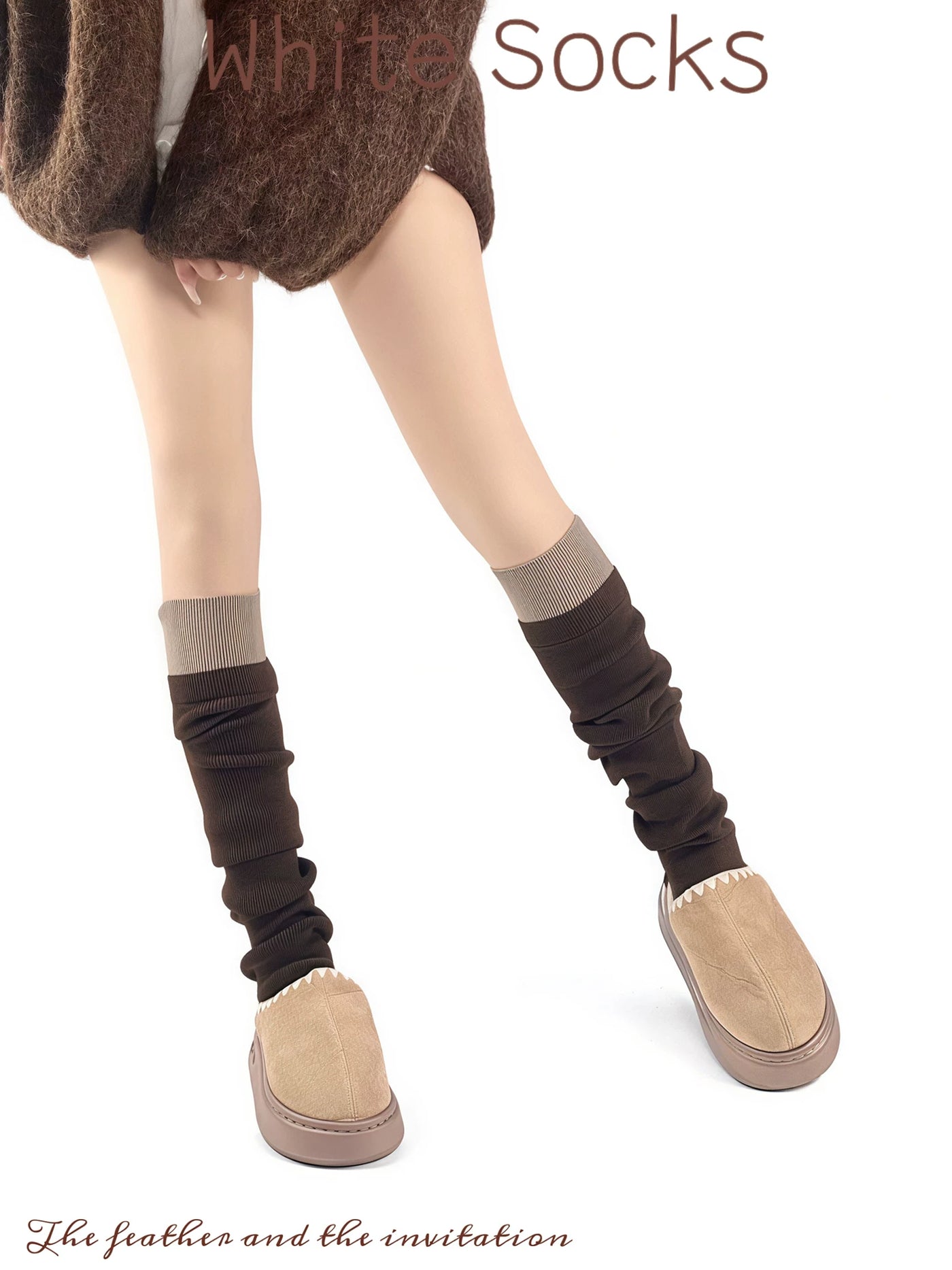 White Socks - Ribbed Slouch - Ribbed Mid-Calf Slouch Leg Warmers