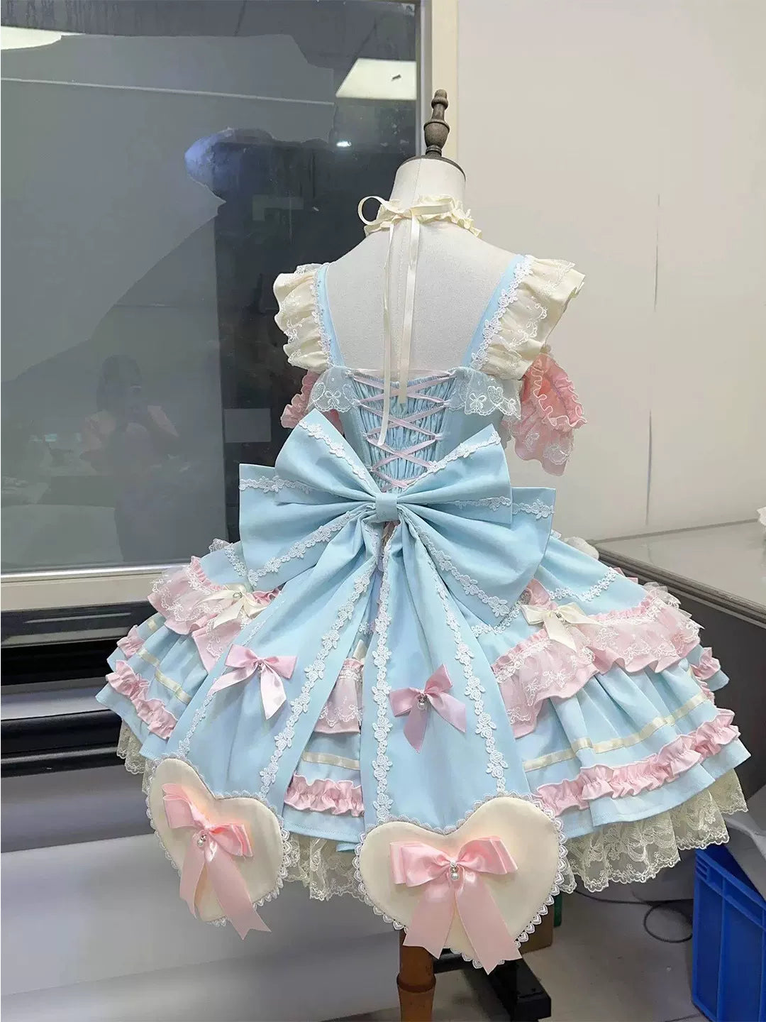 Creamy - Candy Ballet - Blue-and-Pink JSK Set with Train and Bow