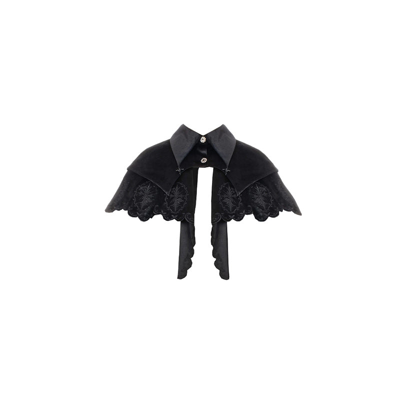With Puji - Pilgrim - Black Gothic Lolita Cape, Detachable 2-Piece (L M S) 33164:409850