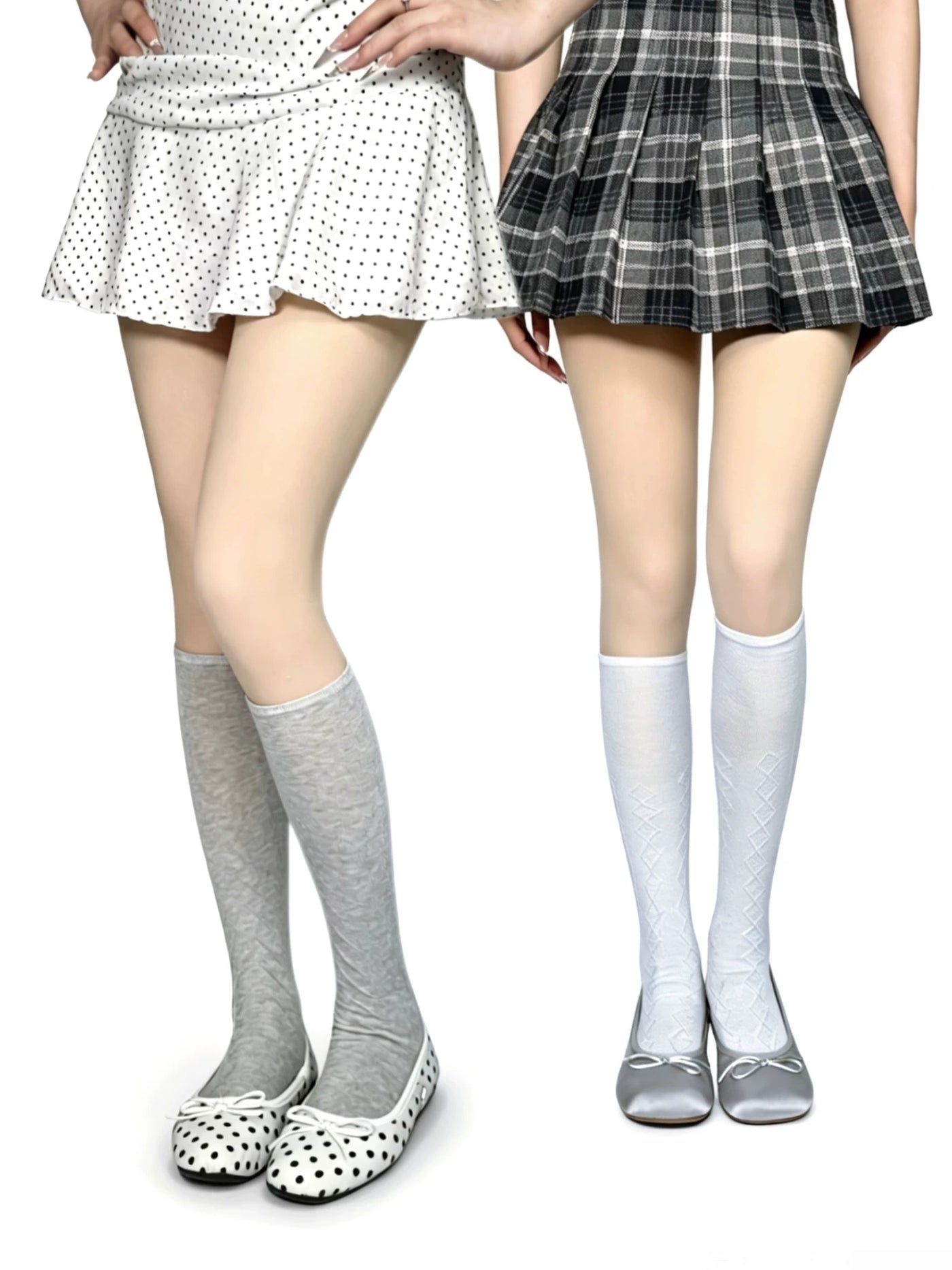 White Socks - Diamond-Knit Slouch - Solid-Colour Mid-Calf Socks with a Slouched Shaft