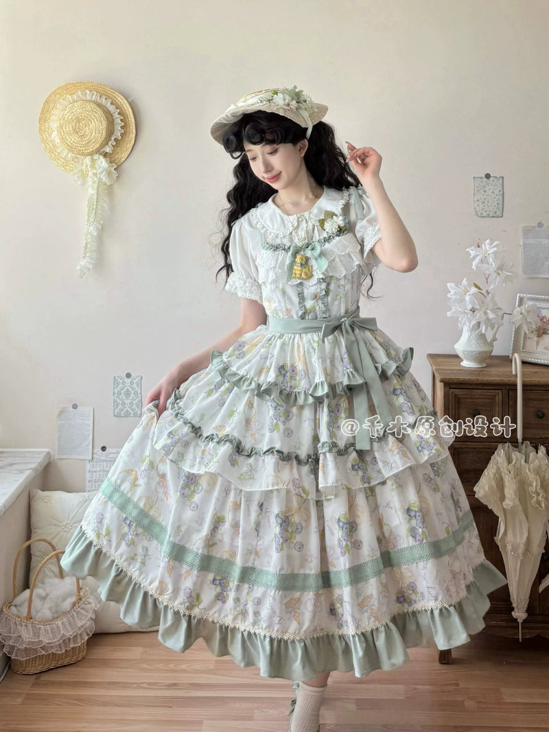 Qianmu Original - Blueberry Midsummer - Pastoral-style long-length