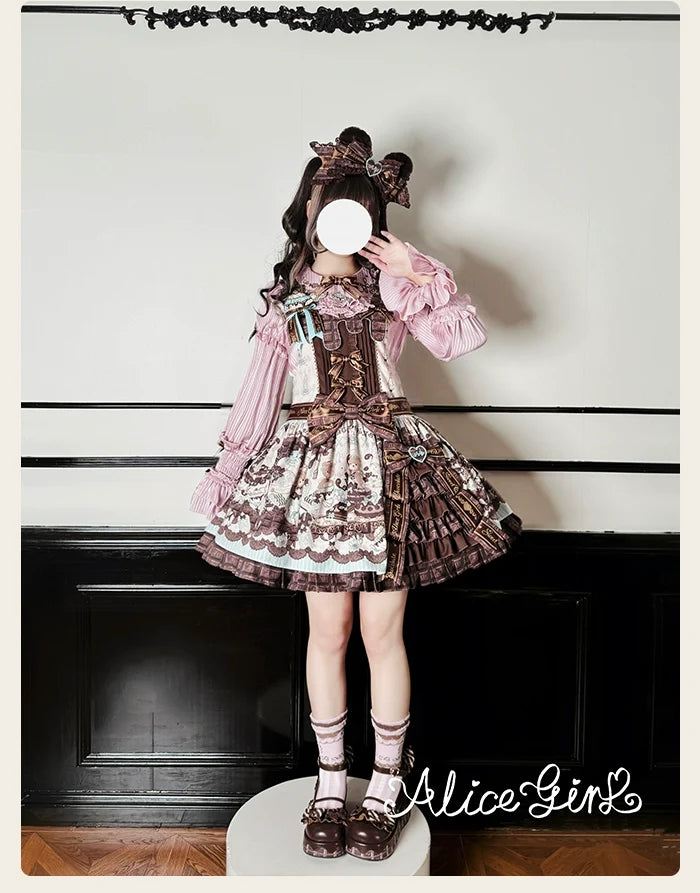 Alice Girl - Bear Chocolate Bar - Kawaii Lolita JSK & Salopette Dress