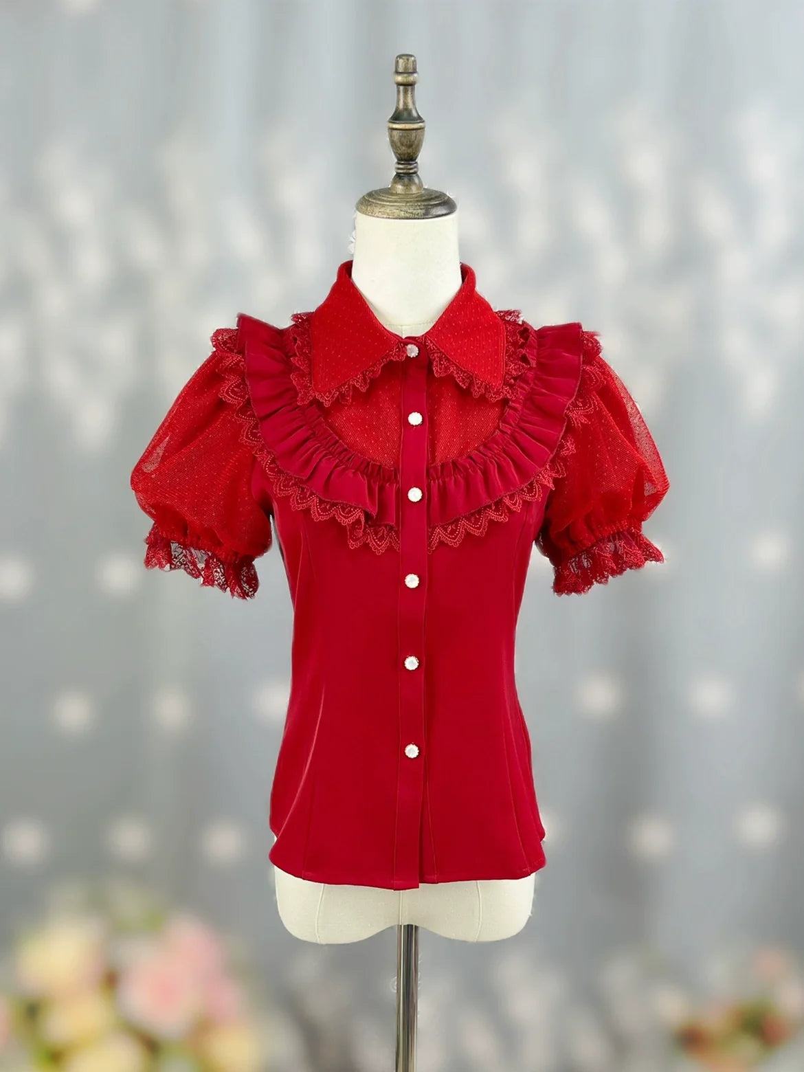 DMFS Lolita - Sweet Lolita Shirt Peter Pan Collar - Blouse Detachable Sleeves Innerwear