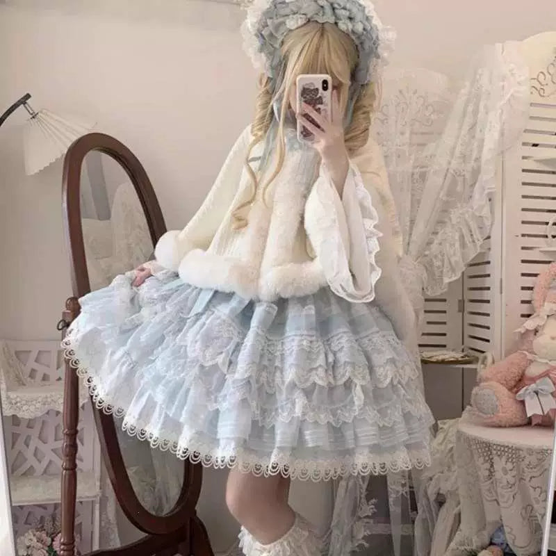Sweetheart Dream Machine - Winter Plush Shawl - One-size plush cape with a solid-colour finish