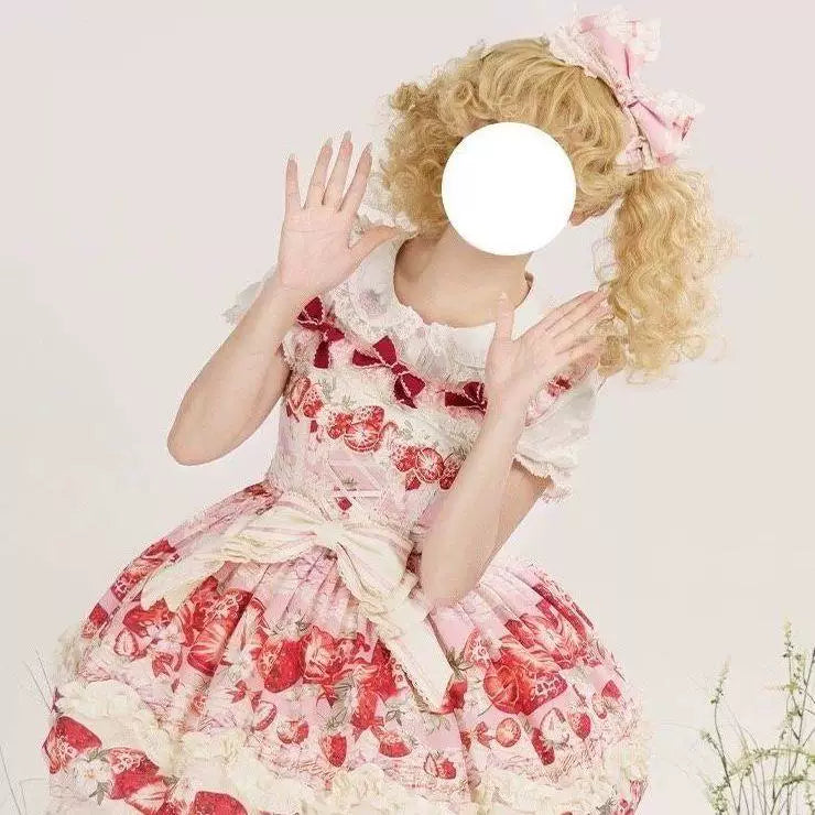 Sweetheart Dream Machine - Sweet Dream Melody - Strawberry Print JSK with Layered Ruffles