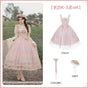 Long JSK 3-piece set (oil painting pattern long JSK + flower brooch + hat) Available now / S