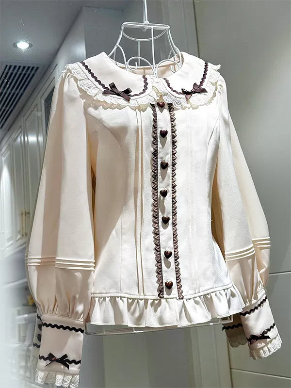 Creamy - Mint Chocolate - JSK Set with a Lace-Trimmed Long-Sleeve Shirt