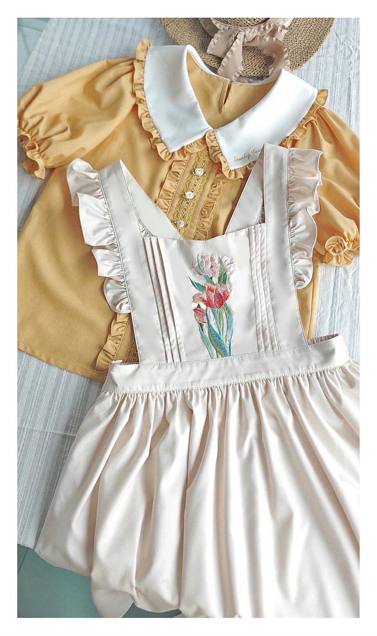 Little Gardener - Embroidered Blouse and Adjustable JSK Set - detail view 5