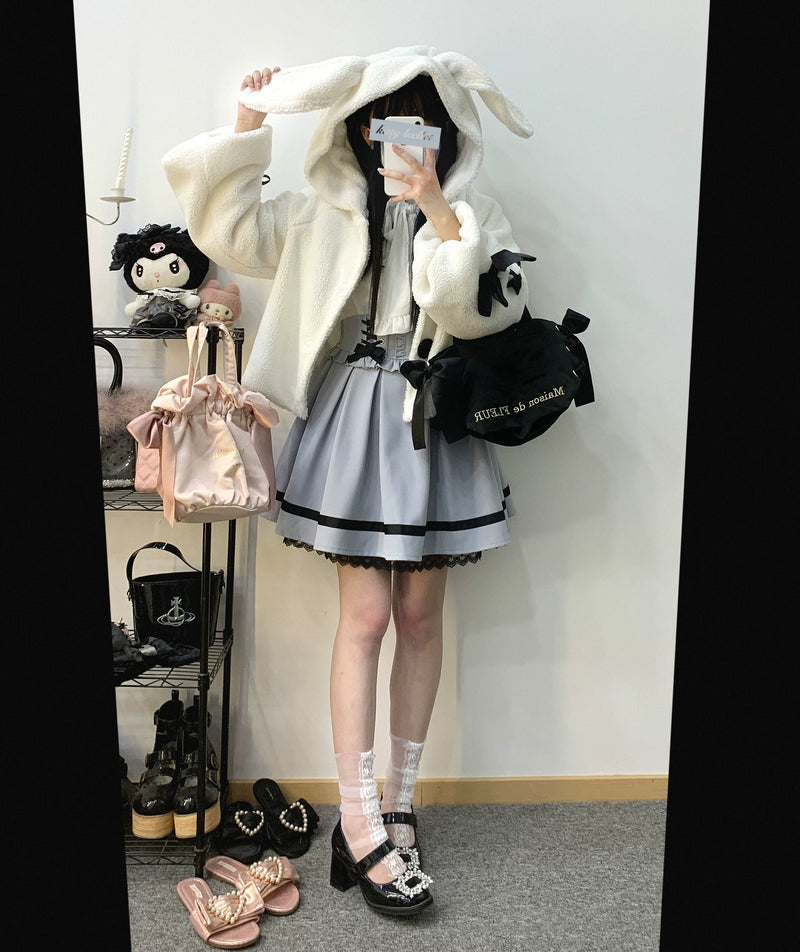 KittyBxllet Wanted Bunny Plush-Ear Buttoned Jacket — additional product view
