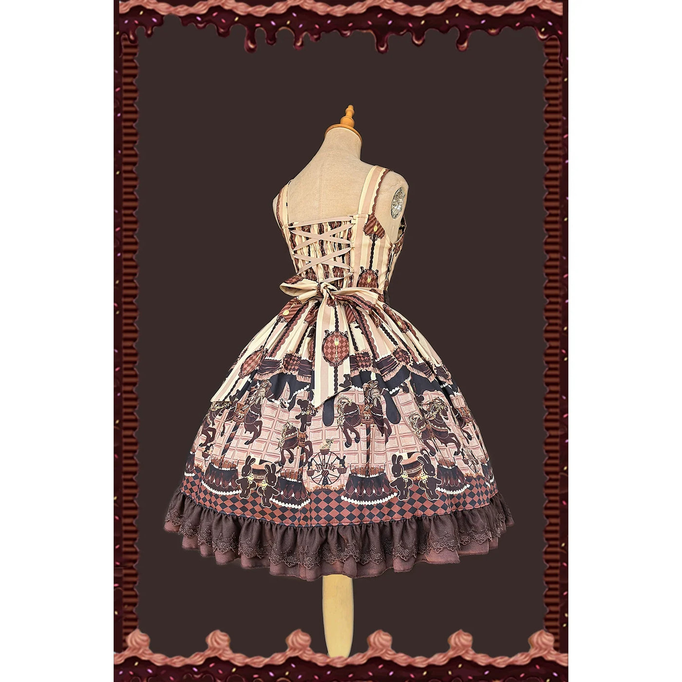 Infanta - Chocolate Carousel - Peter Pan Collar Old School Lolita JSK Dress, Carousel Print