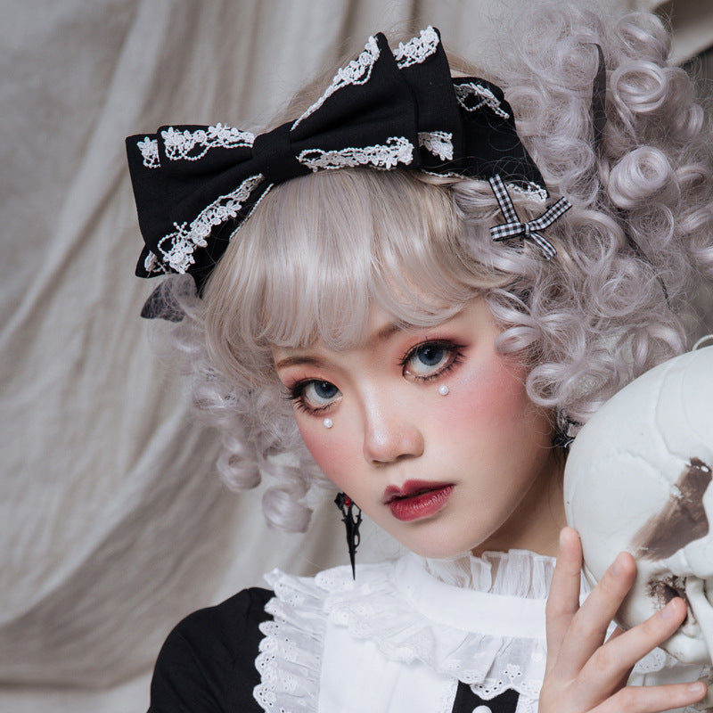 Eieyomi - Sweet Japanese Style - Multicolour Lolita KC headband with a lace-trimmed bow - product detail 3