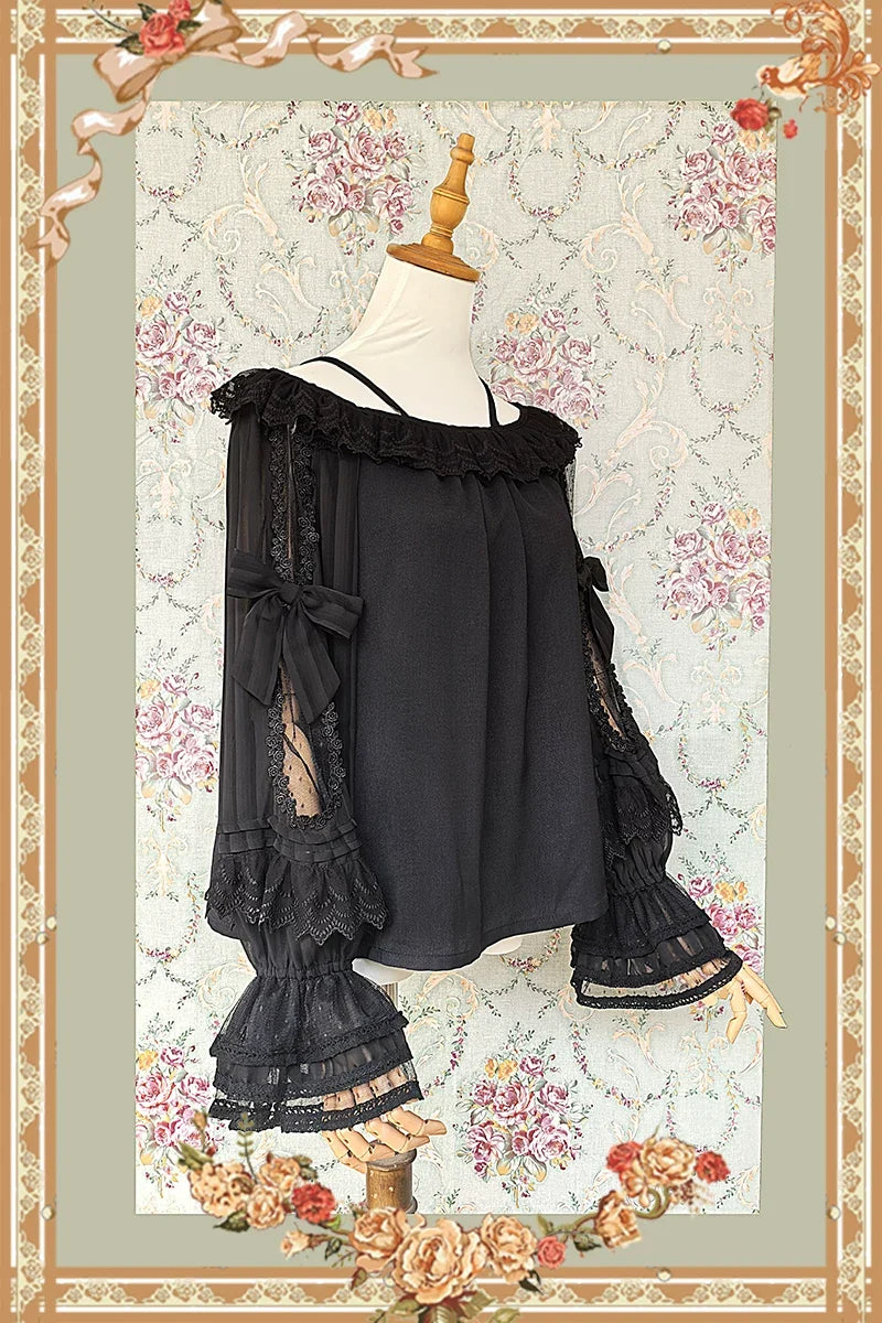 Infanta - Canon Of Floral Melody - Gothic Lolita Black JSK Dress, Jacquard Pattern
