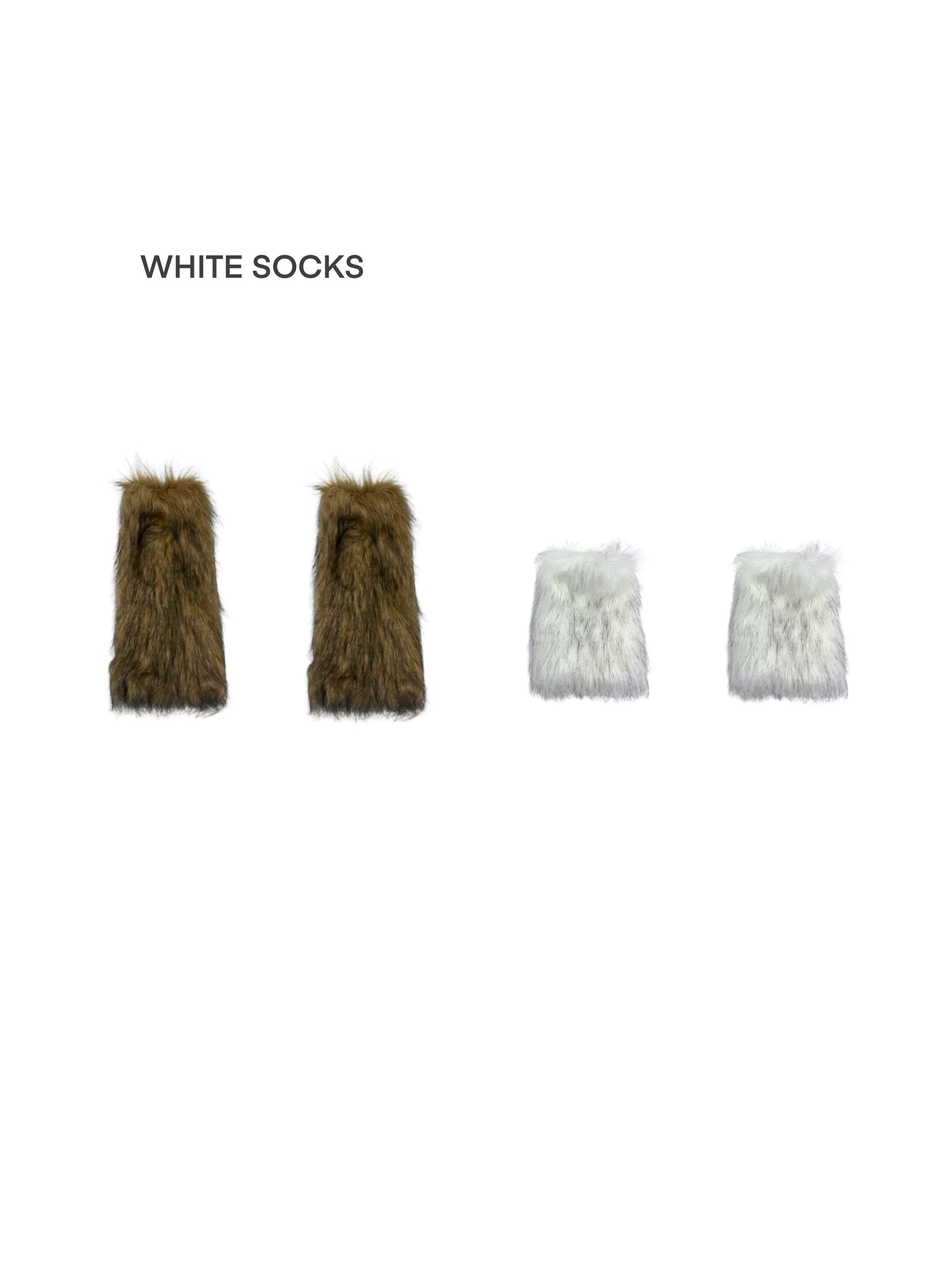 White Socks - Faux Fur Layers - Leg Warmers with High and Short Tube Options
