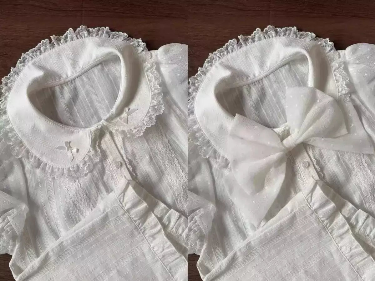 Sweetheart Dream Machine - Milky Puff - Cotton Inner Layer with a Lace-Trimmed Peter Pan Collar