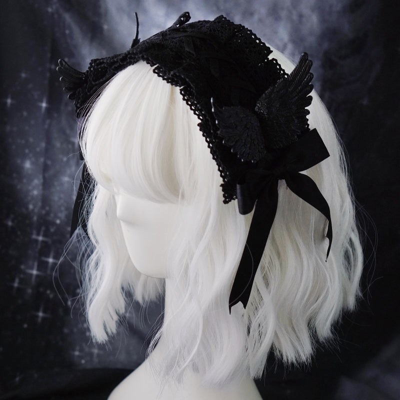 Strange Sugar - Black Wings Halloween Goth Lolita - Hairband Headwear