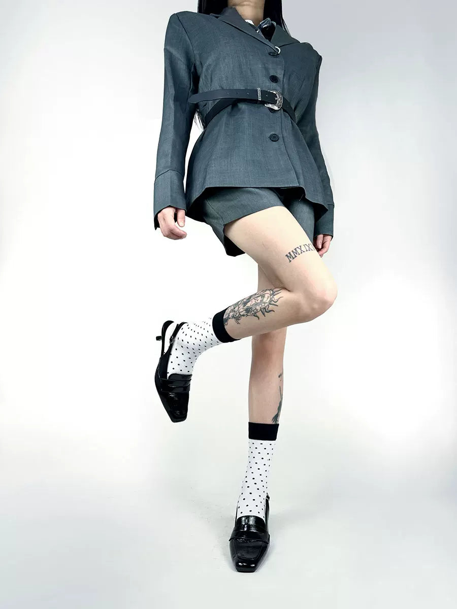 White Socks - Polka Dot Mesh - Slouch Socks