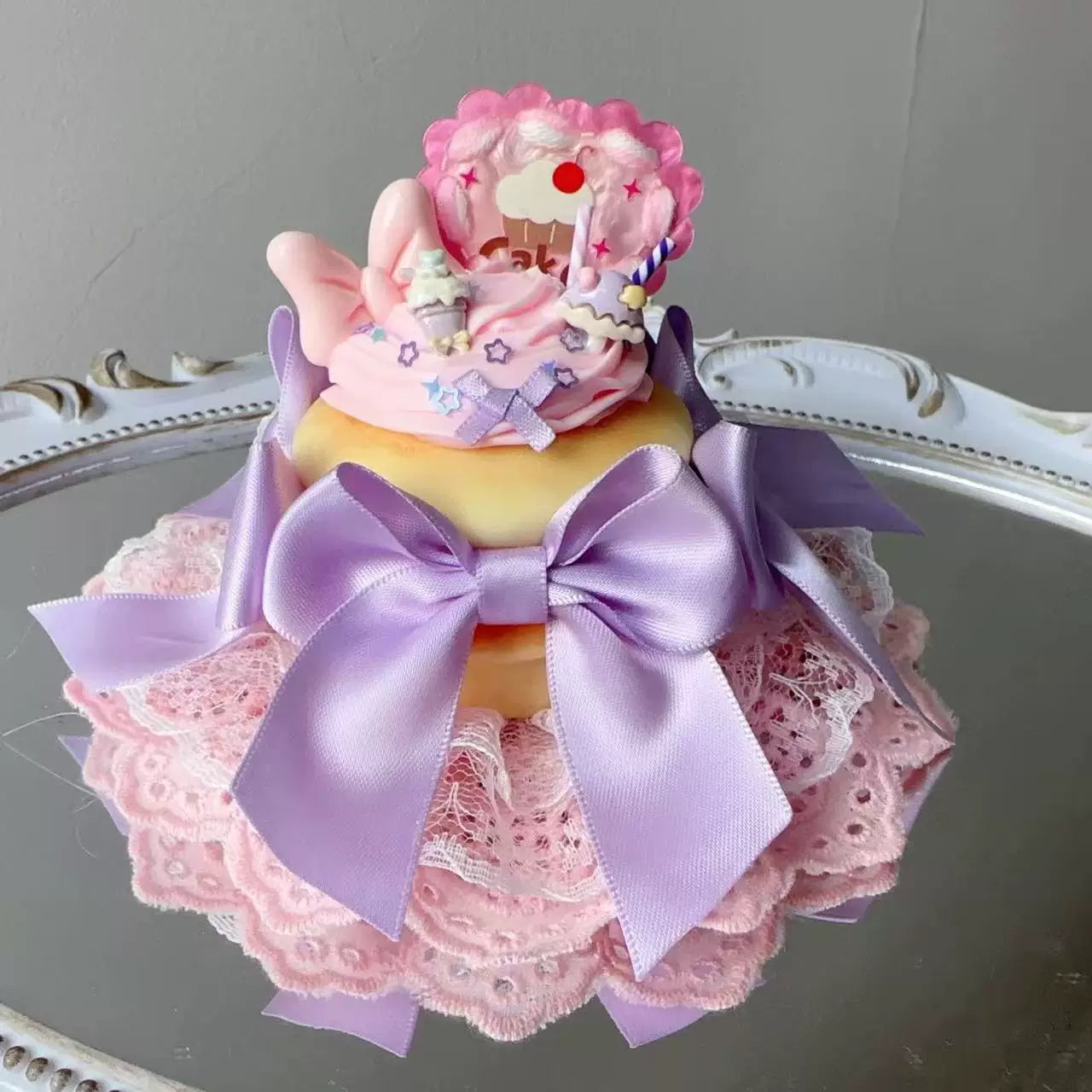 Golden Pikaka - Cherry and Strawberry Cake Collection - Frosted Small Top Hat with Fruit Toppings