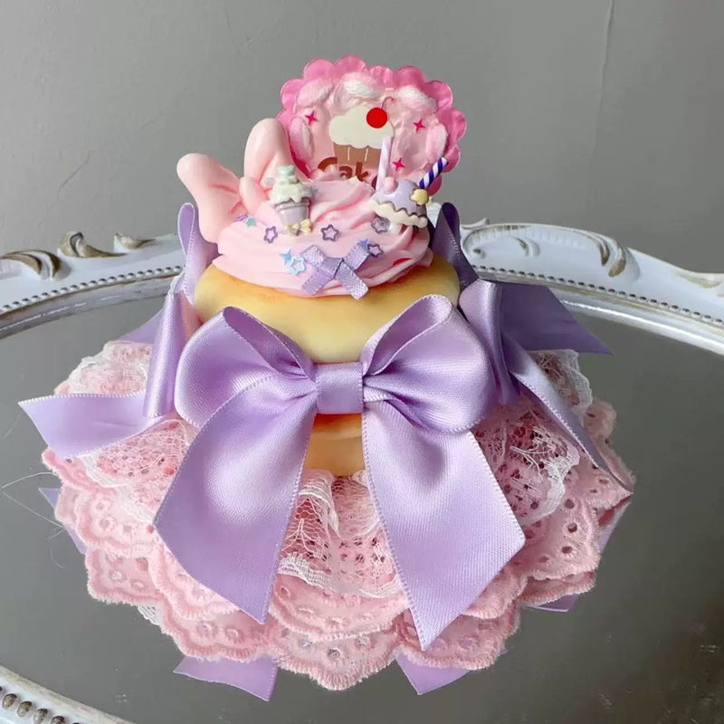 Golden Pikaka - Cherry and Strawberry Cake Collection - Frosted Small Top Hat with Fruit Toppings