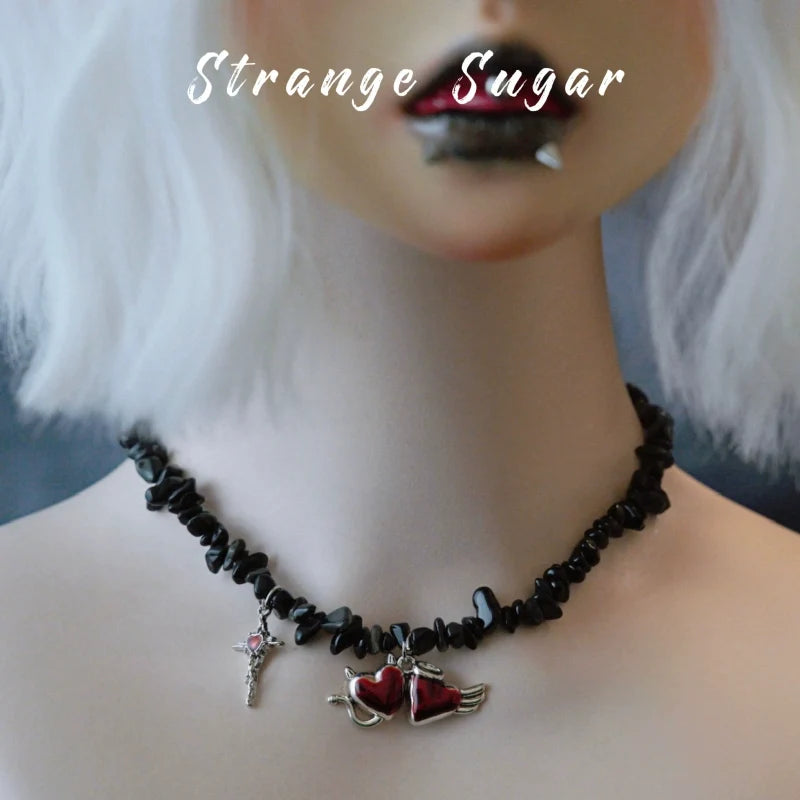 Strange Sugar - Handmade Gothic Lolita Choker - Multiple Pendant Neckwear