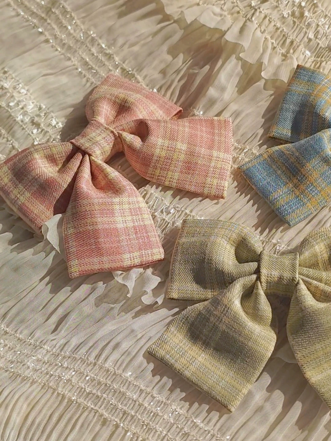 Grimm's Fairy Tale - Plaid Bow Hair Clips - detail view 3