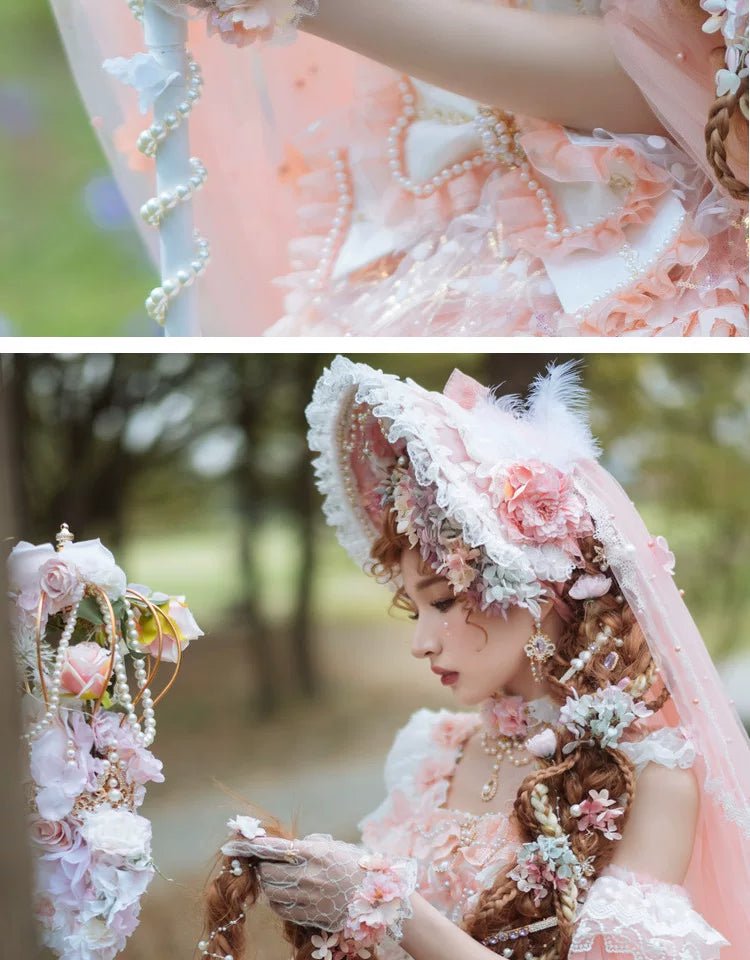Handmade - Floral Bonnet Headwear - Sweet lolita bonnet headwear