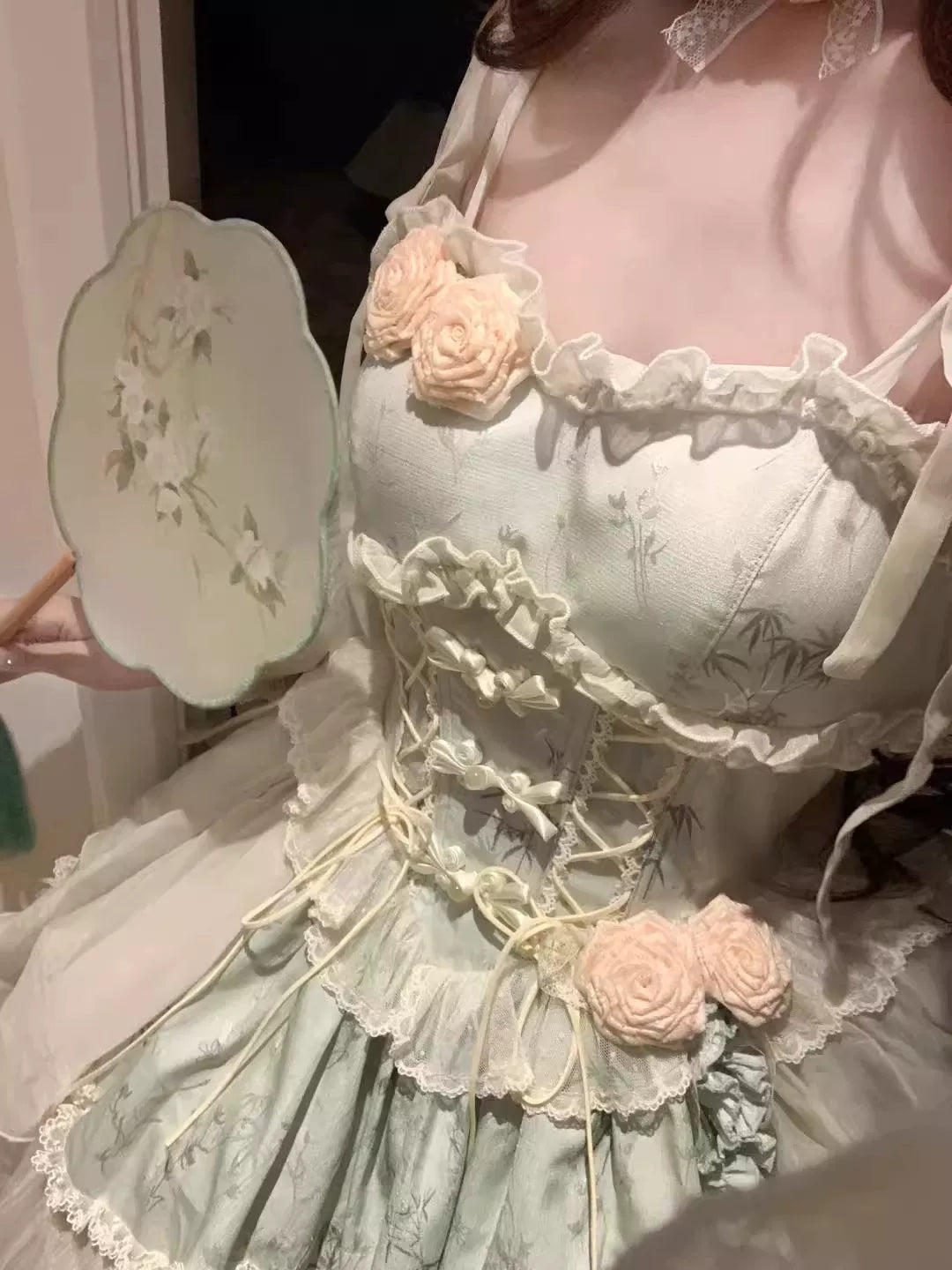 Creamy - Bamboo Print Sweet Lolita Dress - Green Lolita dress