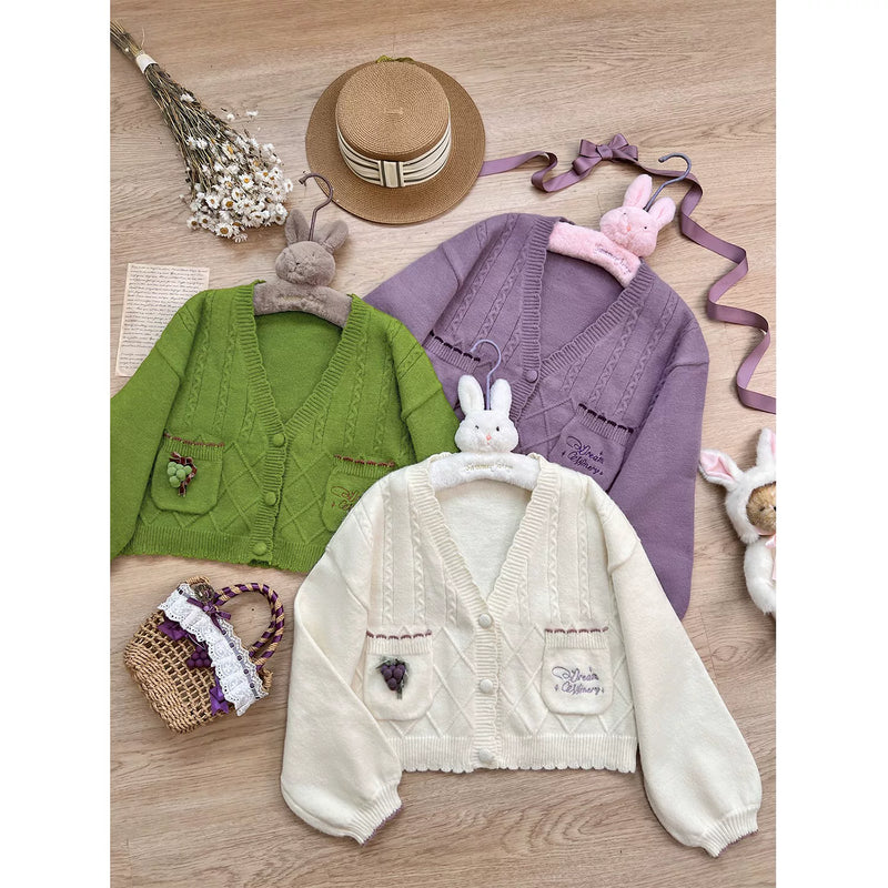 Tan Tuan Dream Winery Argyle Embroidered Cardigan — additional product view