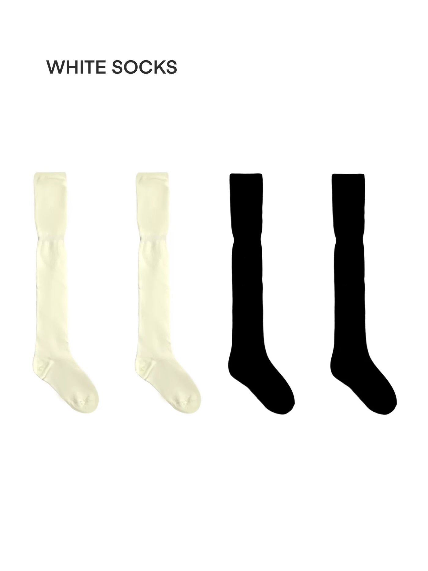 White Socks - Ruched Ribbed - Knee-High Socks with a Ruched Upper